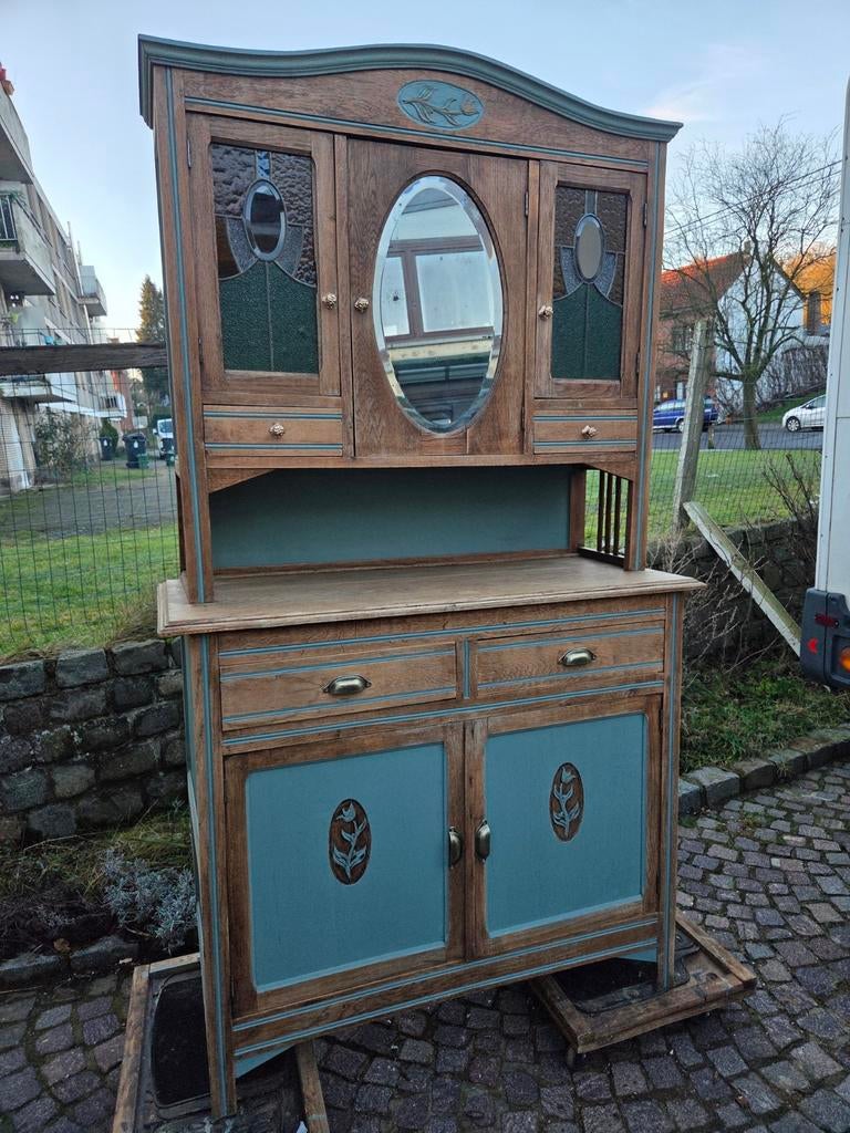 Superbe ancien vaisselier, art nouveau. Années 1920 -30, Enlèvement
