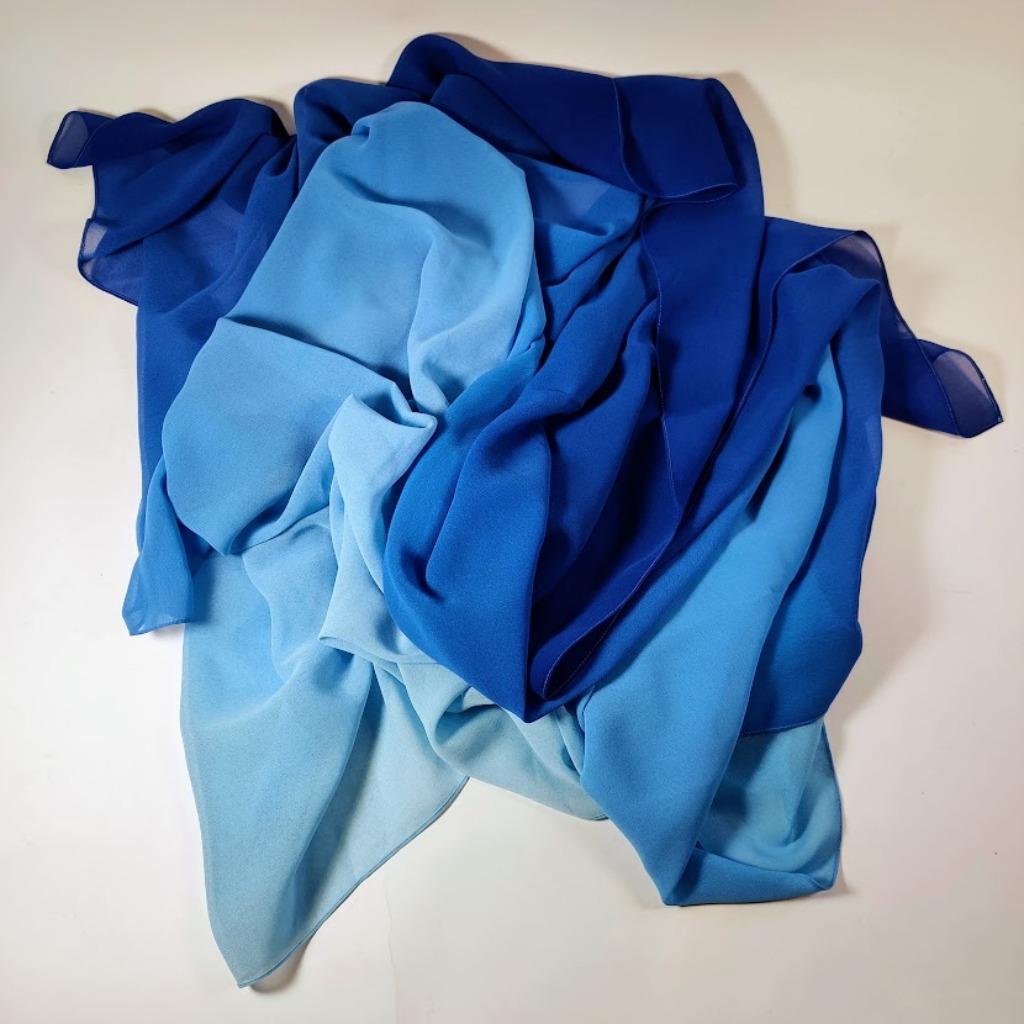 vintage sjaal meerdere tinten blauw 175x110 cm, Kleding | Dames, Ophalen of Verzenden, Sjaal