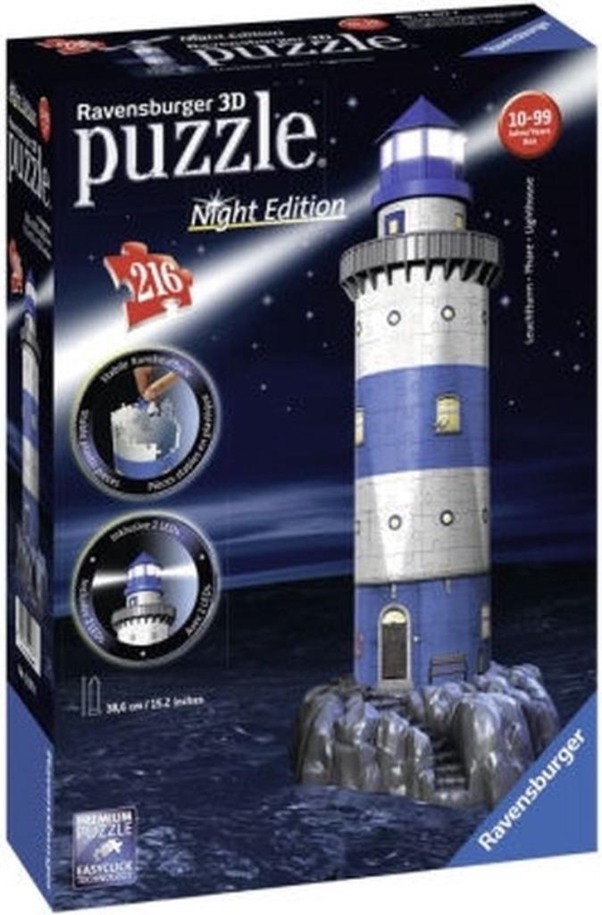 NIEUW vuurtoren in 3D Ravensburger Night Edition met licht, Hobby en Vrije tijd, Ophalen of Verzenden, Minder dan 500 stukjes