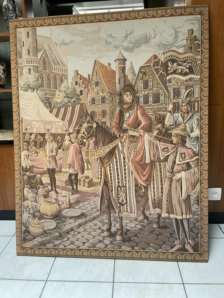 Tapisserie murale . Marché Medieval 130*103,5, Enlèvement ou Envoi