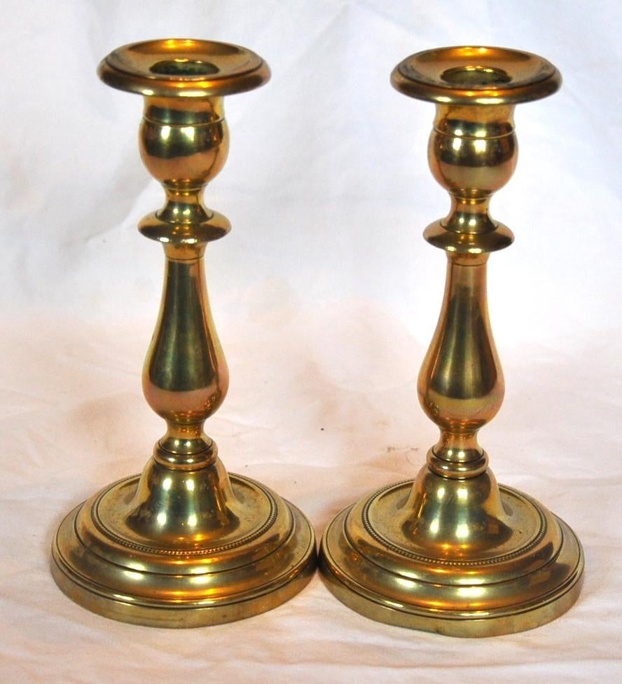 paire de bougeoirs en laiton, Ophalen of Verzenden, Koper of Brons