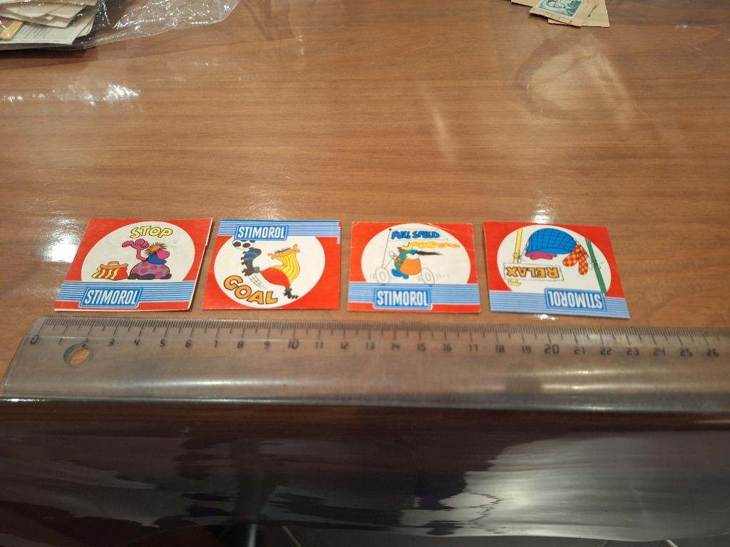 4 Stimorol stickers vintage, Enlèvement ou Envoi, Utilisé, Marque