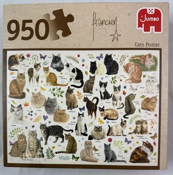 Jumbo Francien Kattenposter Puzzel 950 Stukjes katten, Hobby en Vrije tijd, Denksport en Puzzels, Verzenden, 500 t/m 1500 stukjes