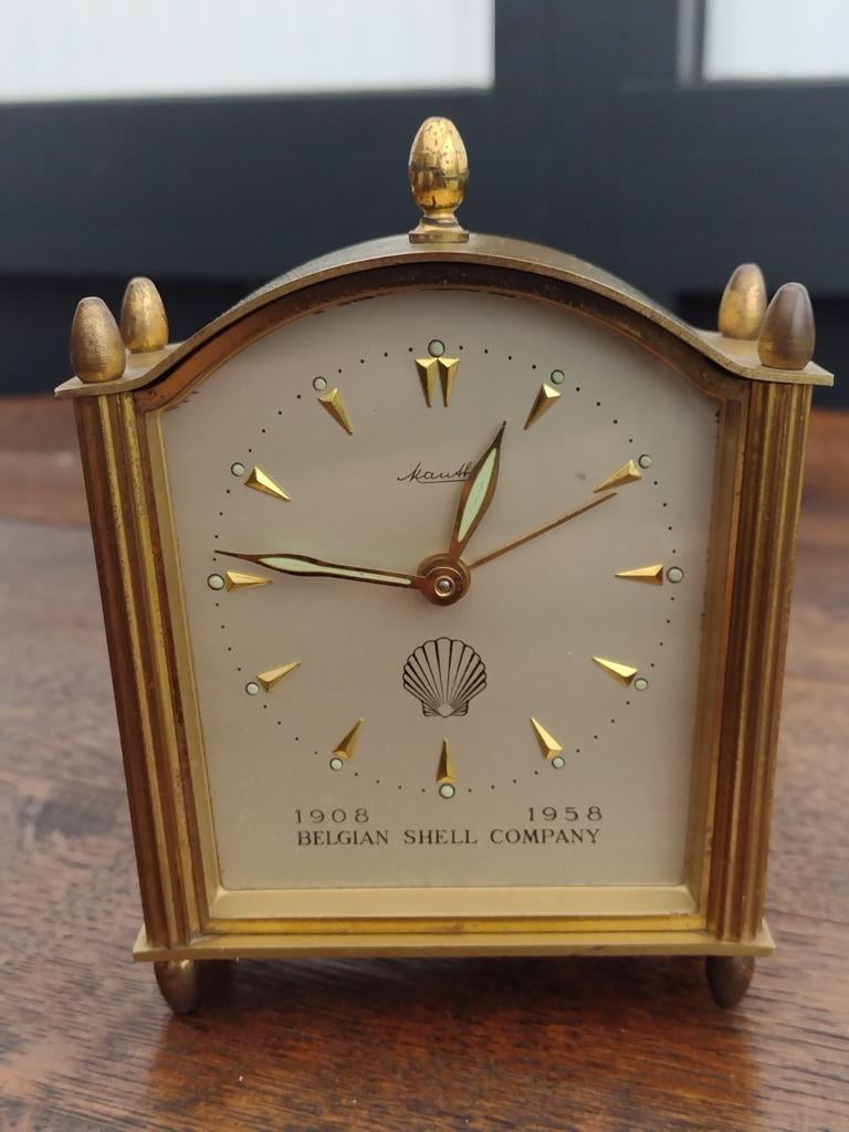 Vintage Mauthe wekkerklokje Belgian Shell Company, Antiek en Kunst, Ophalen of Verzenden