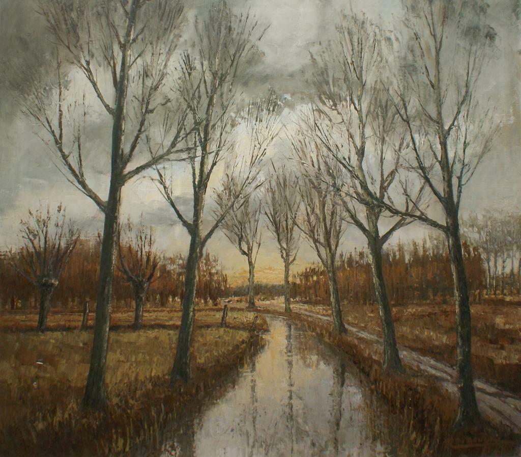 René De Baugnies (1869-1962): Herfstlandschap O/D, 100x90cm, Antiquités & Art, Enlèvement ou Envoi