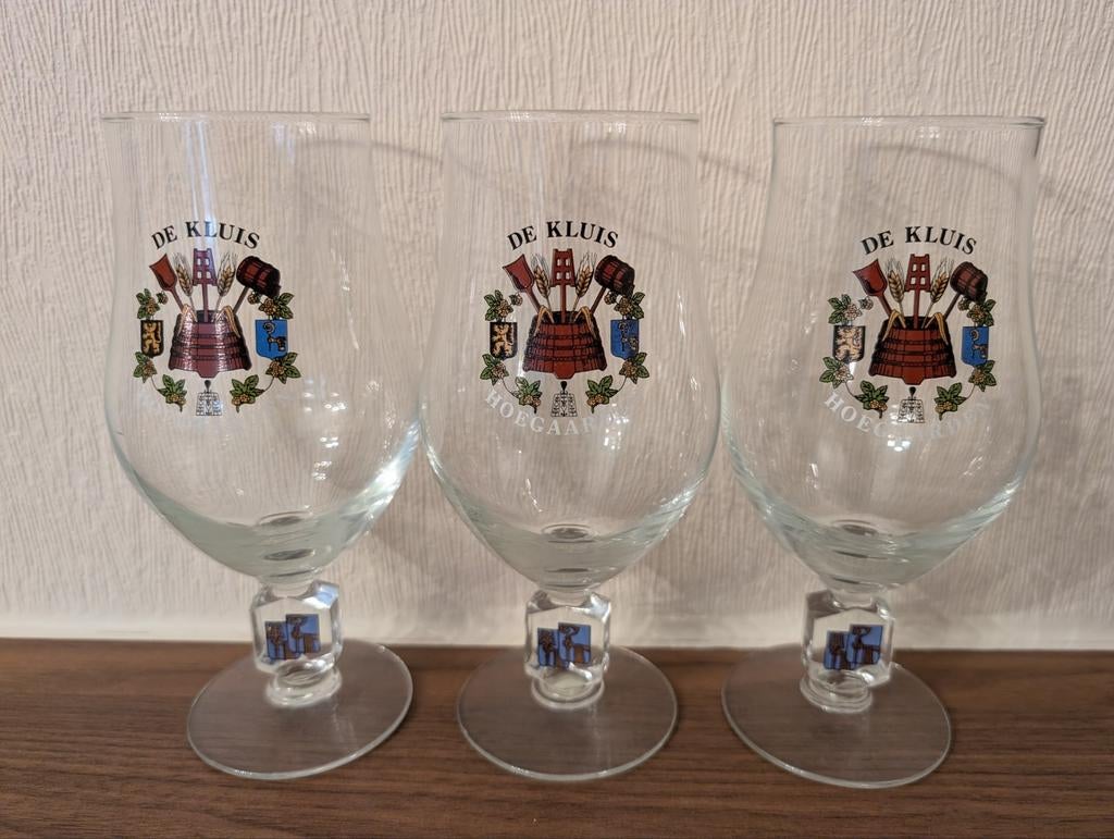 3 oude bierglazen Hoegaarden De Kluis, Ophalen