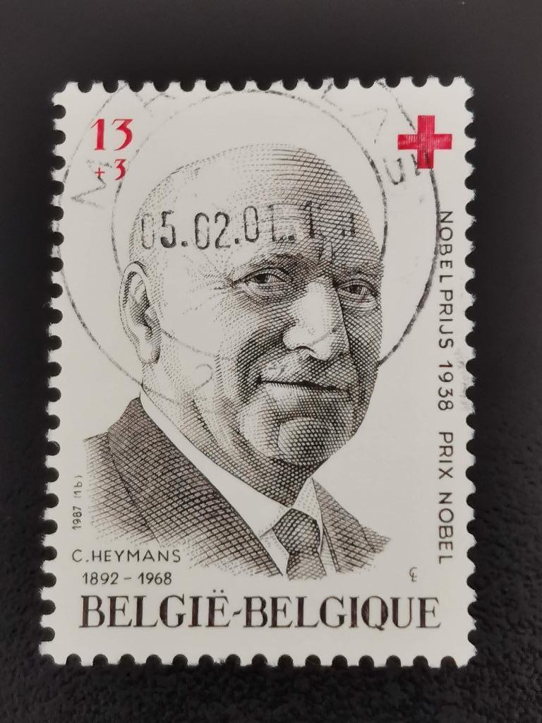 Belgie 1987 - Rode Kruis - Nobelprijswinnaar Corneel Heymans, Ophalen of Verzenden, Gestempeld, Rode kruis