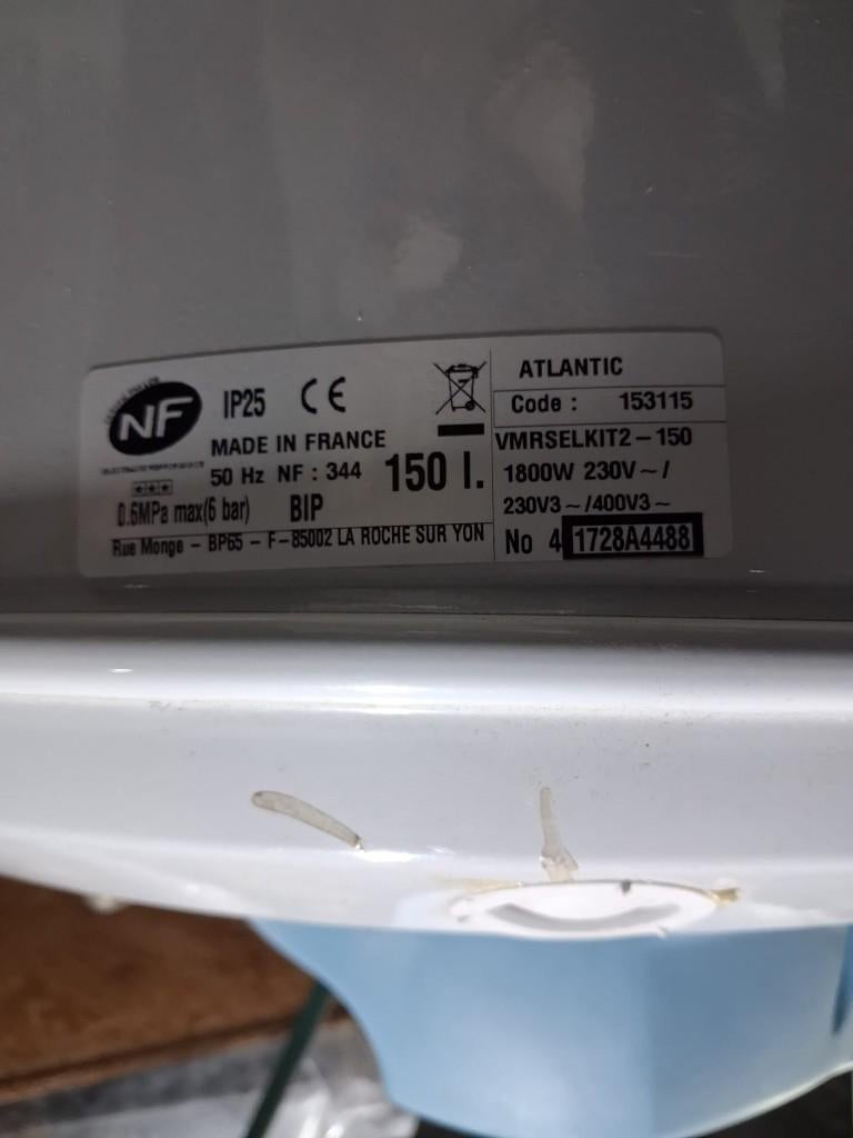 boiler Atlantic 150l, Boiler, Enlèvement, Utilisé, 3 à 5 ans