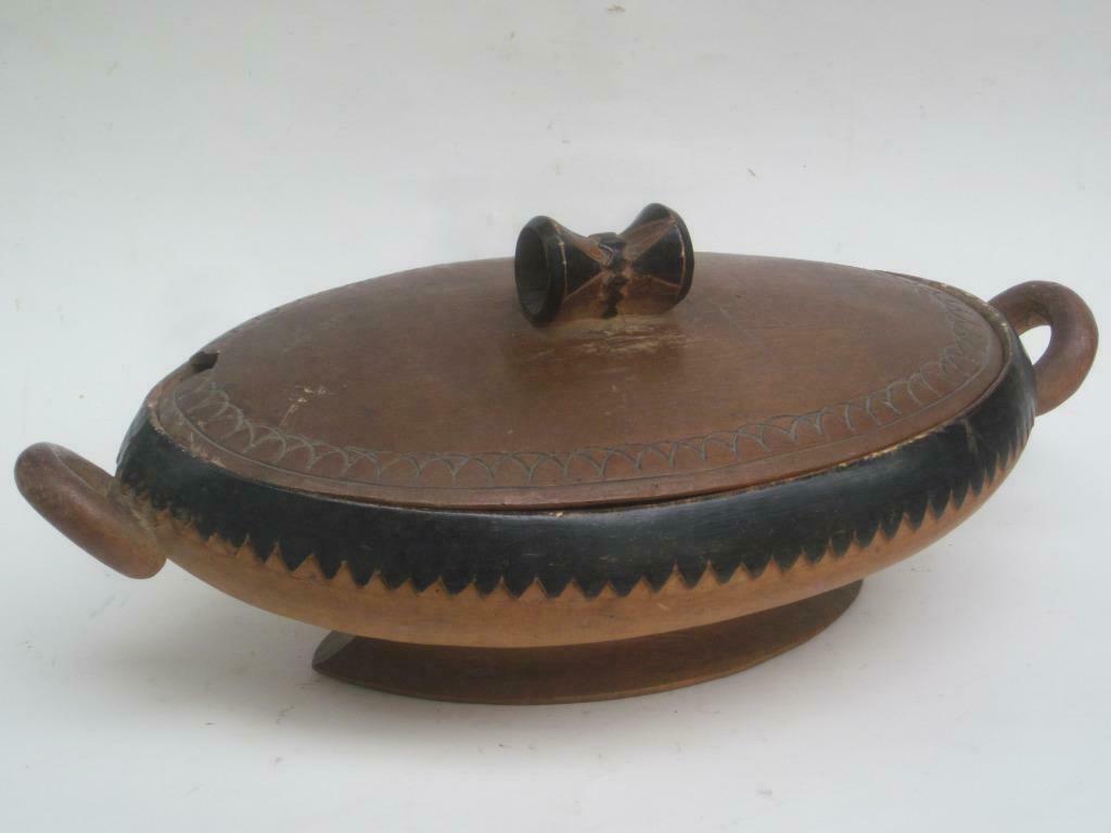 Mooie terrine in hout - Afrika - Congo - koloniaal souvenir, Antiek en Kunst, Ophalen of Verzenden