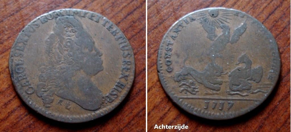 Rekenpenning met Carol VI 1717, Verzenden, Brons