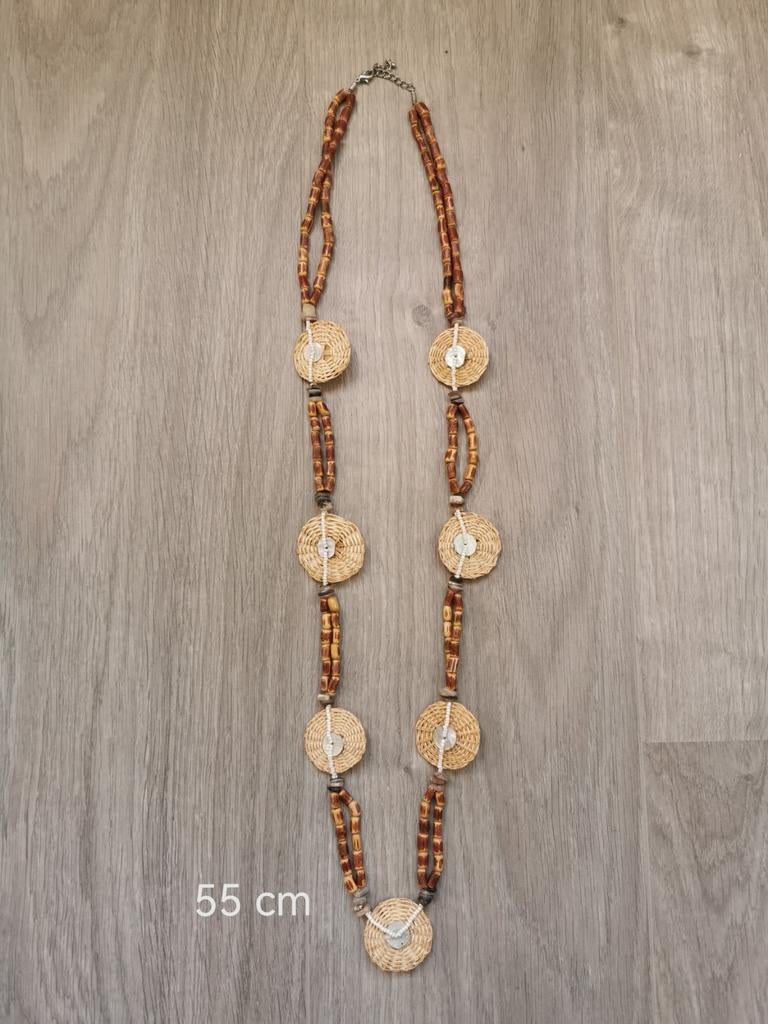 Lange ketting - 55cm, Bijoux, Sacs & Beauté, Colliers, Enlèvement ou Envoi, Comme neuf, Beige, Synthétique