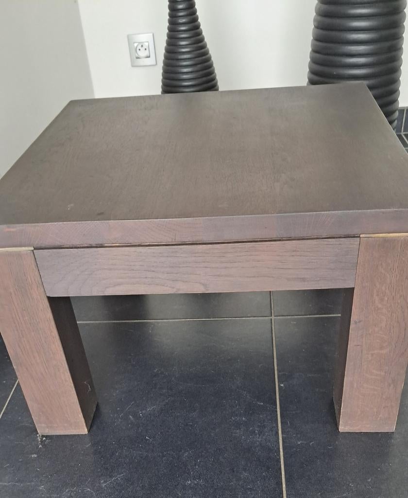 Vierkante salontafel in massief eik van meubelzaakPrenuptia, Huis en Inrichting, Ophalen of Verzenden, Vierkant, Teakhout