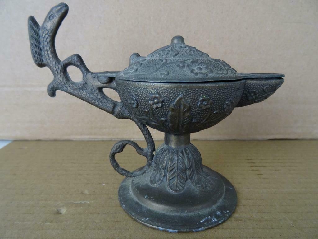 Vintage olielamp antiek koperen olielampje griffioen 1950, Antiek en Kunst, Ophalen of Verzenden