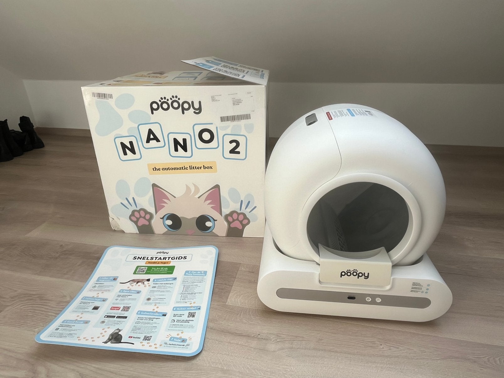 Bac à litière électrique pour chat poopy nano 2, Animaux & Accessoires, Enlèvement, Autonettoyant, Utilisé, Fermé