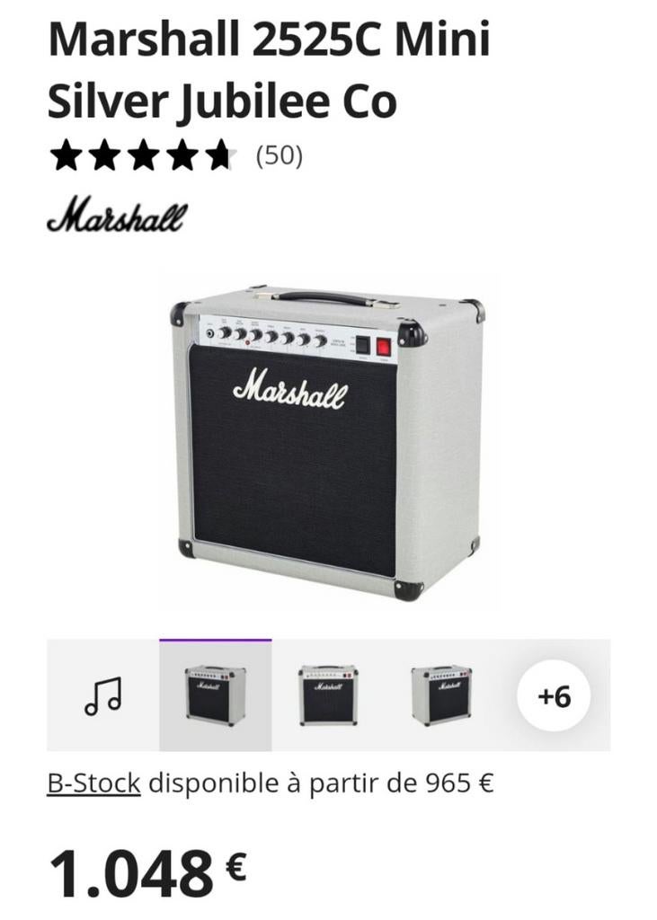 Ampli guitare MARSHALL 2525C Silver Jubilée Co, Musique & Instruments, Guitare