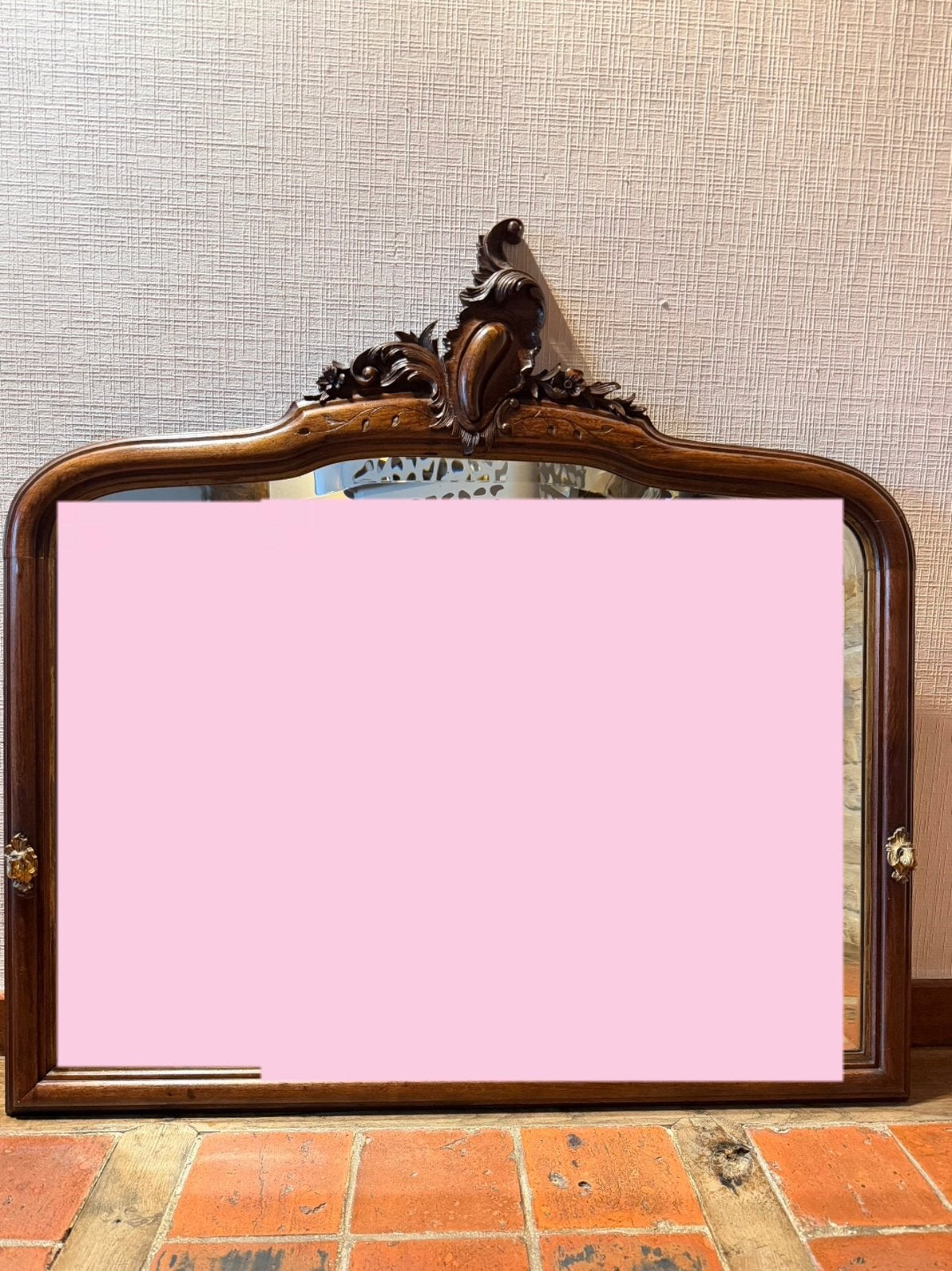 Miroir en bois antique, Antiquités & Art, Enlèvement, Rectangulaire, 50 à 100 cm, 100 à 150 cm