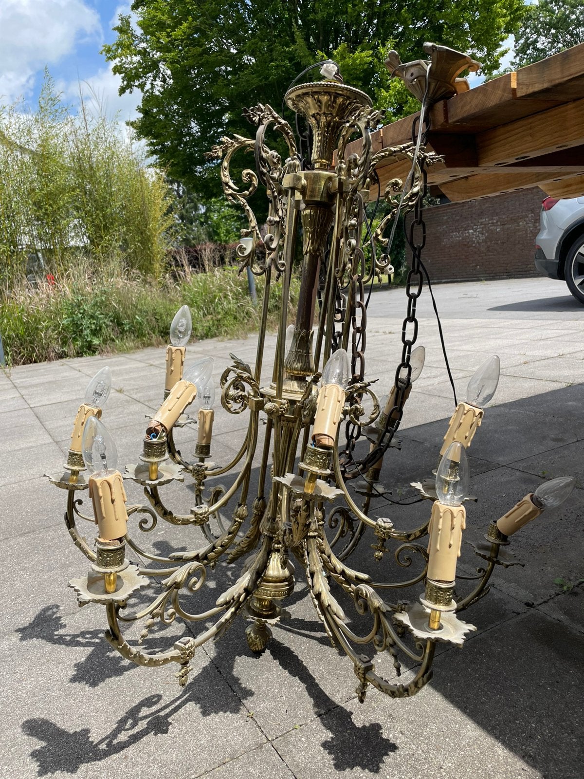 Luster antiek, Huis en Inrichting, Lampen | Kroonluchters, Ophalen, Gebruikt