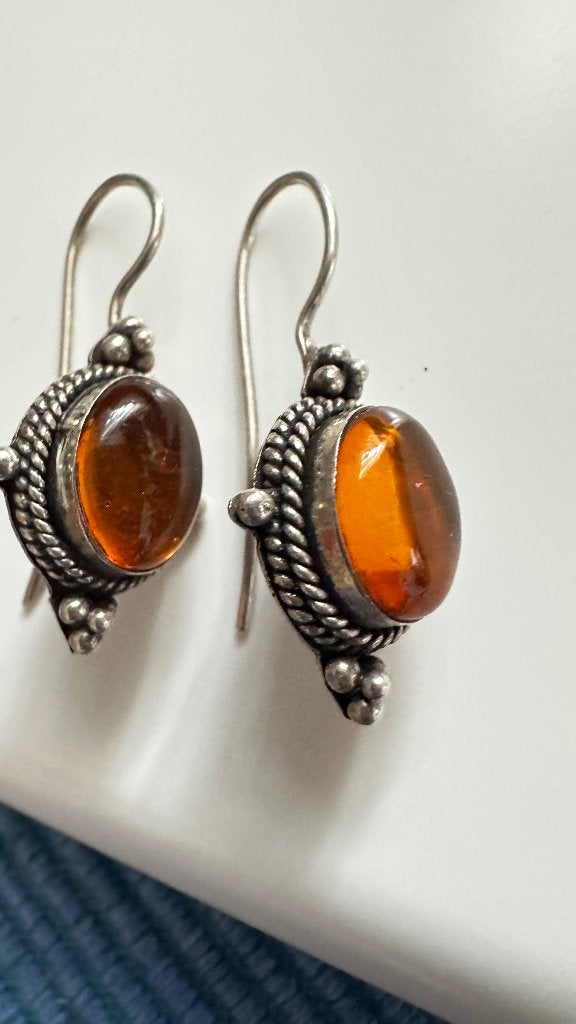 Vintage oorbellen / Boucles d'oreilles — Zilver 925 &, Bijoux, Sacs & Beauté, Enlèvement ou Envoi, Comme neuf, Avec pierre précieuse
