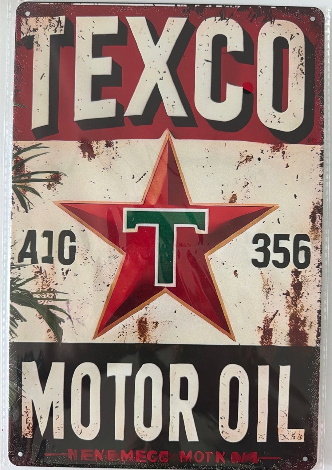 Panneau en métal rétro Texaco Motor Oil 2 pour homme, Enlèvement ou Envoi, Neuf, Panneau publicitaire