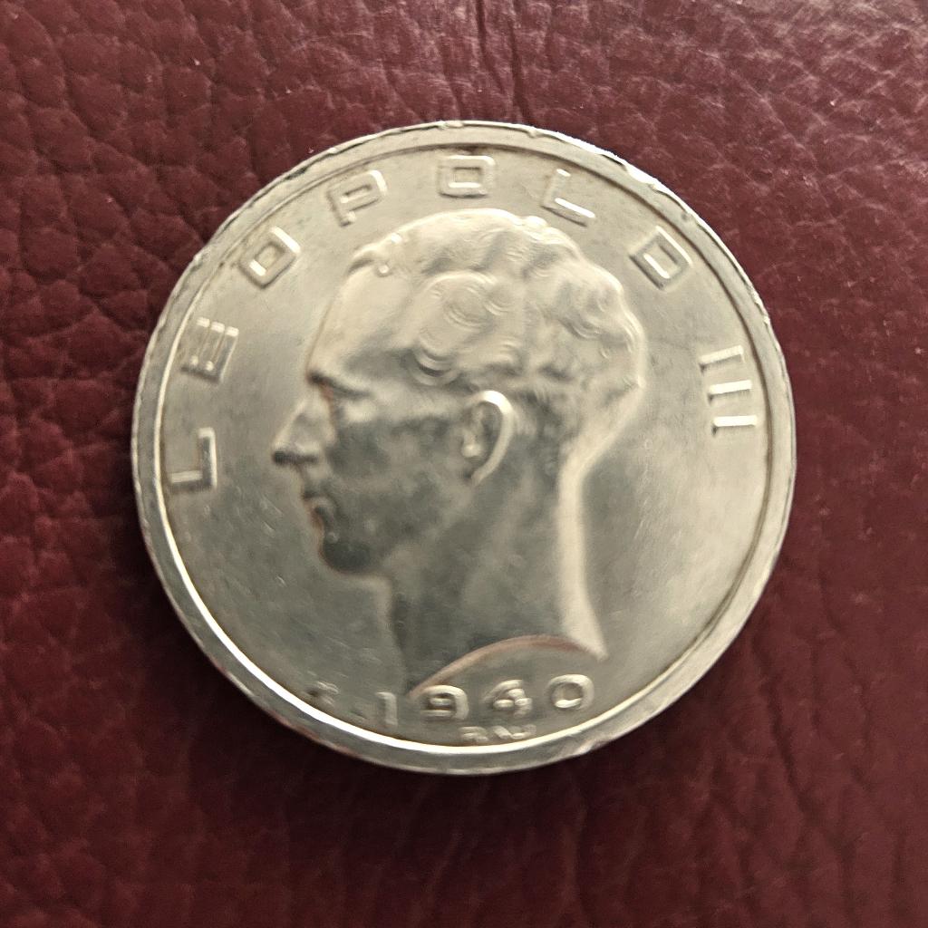 Zilver. Belgische munt 50 Frank Leopold III. 1940., Ophalen, Zilver, Losse munt, Zilver