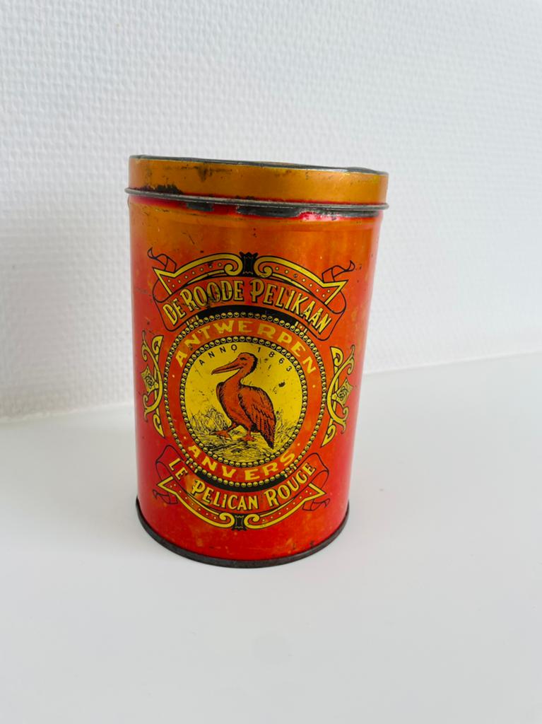 Blik de roode Pelikaan koffie, Verzamelen, Blikken, Ophalen of Verzenden, Zo goed als nieuw, Koffie
