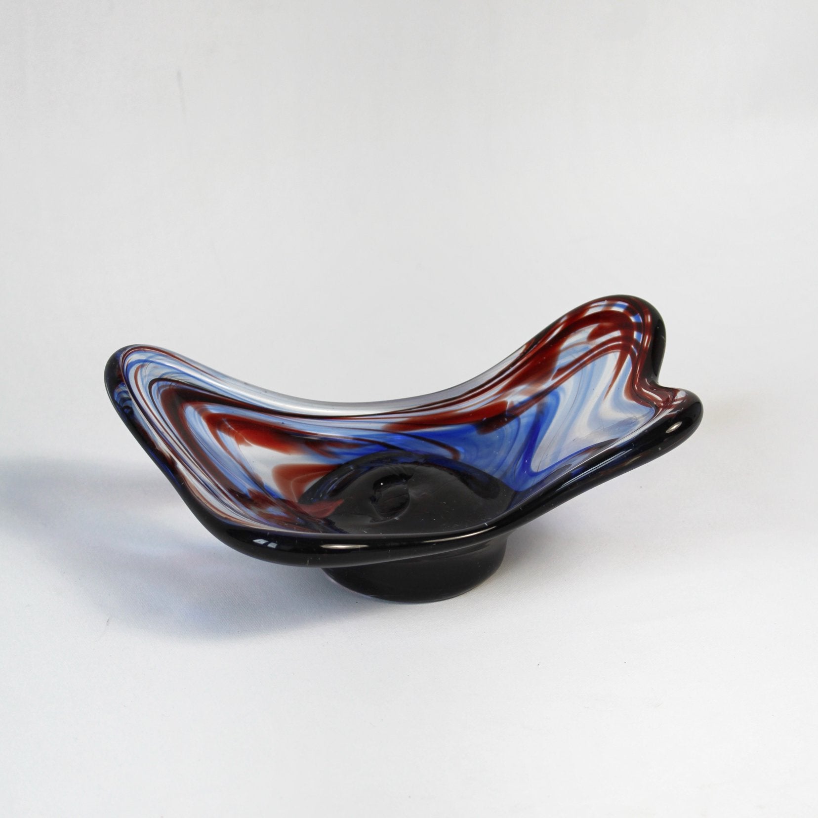 Vintage Glazen Murano Schaal  – Blauw & Rood (20 cm), Antiek en Kunst, Antiek | Glaswerk en Kristal, Ophalen of Verzenden