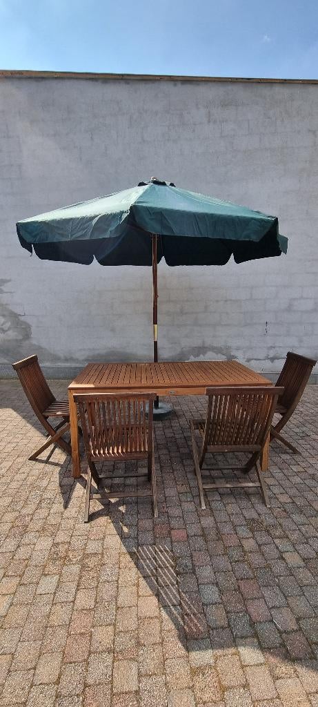 Bristol TEAK tafel + 4 nieuwe stoelen, Tuin en Terras, Ophalen, Nieuw, Rechthoekig, Teakhout