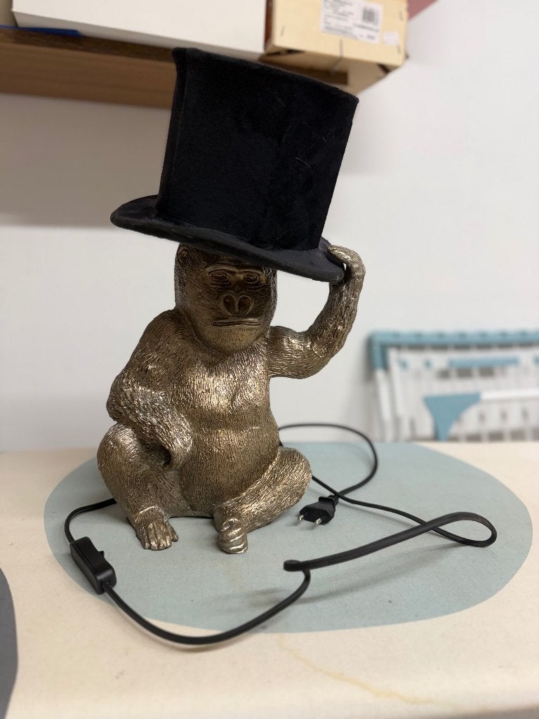 Lamp aap met hoedje, Huis en Inrichting, Goud, Ophalen, Zo goed als nieuw, Lucide