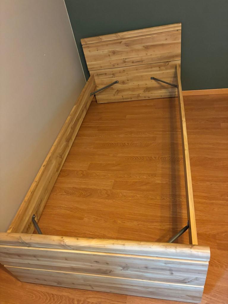 lit 1 personne, Ophalen, 90 cm, Eenpersoons, Bruin
