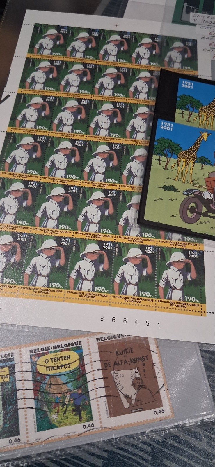herge tintin lot de timbres de collection, Enlèvement ou Envoi