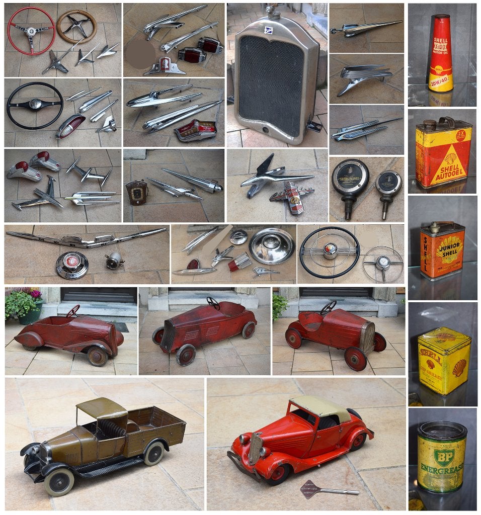 collection complete oldtimer jouet bidon huile vintage, Collections, Enlèvement, Utilisé, Panneau publicitaire