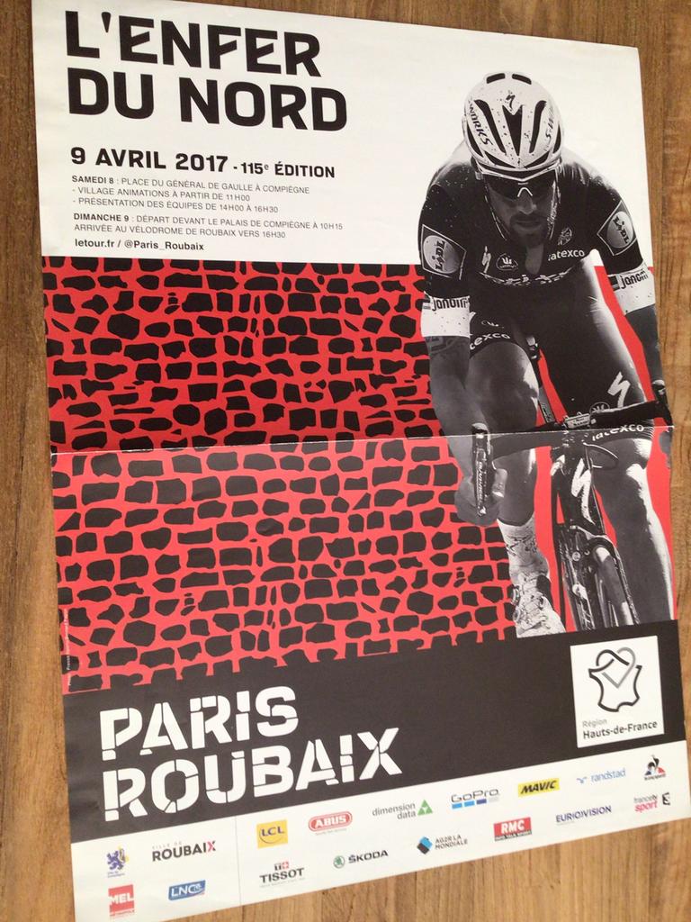 poster paris roubaix 2017 115 edition tom boonen, Verzenden, Zo goed als nieuw