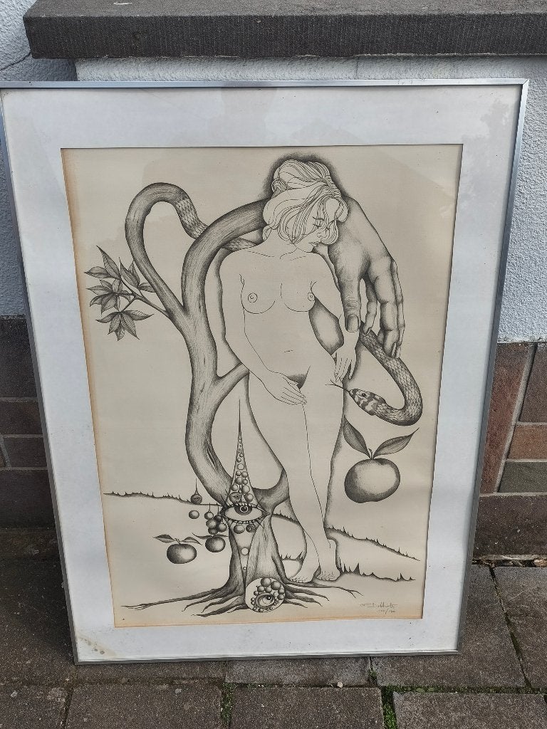 lithograhie femme signe, Enlèvement, Lithographie