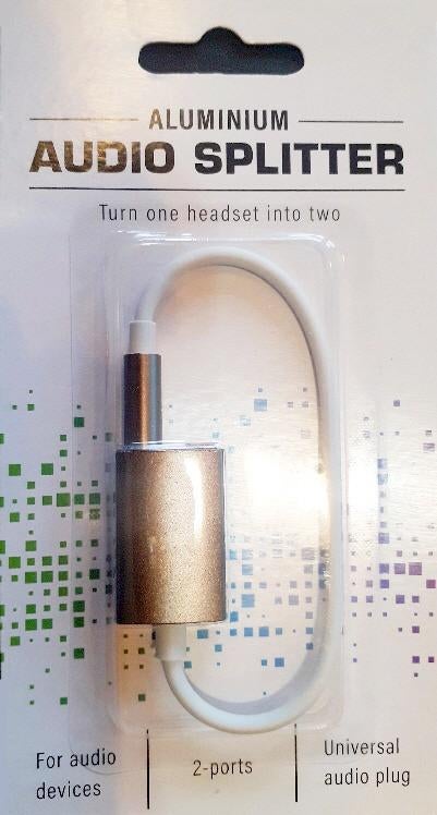 Universele Audiosplitter Audio Splitter 3,5mm Plug 2 poorten, Ophalen of Verzenden, Nieuw