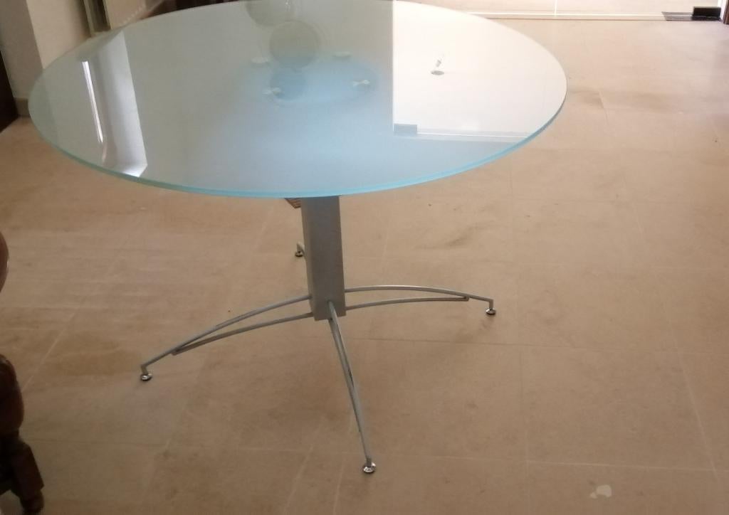 Ronde, glazen tafel 110 cm, Ophalen, Gebruikt