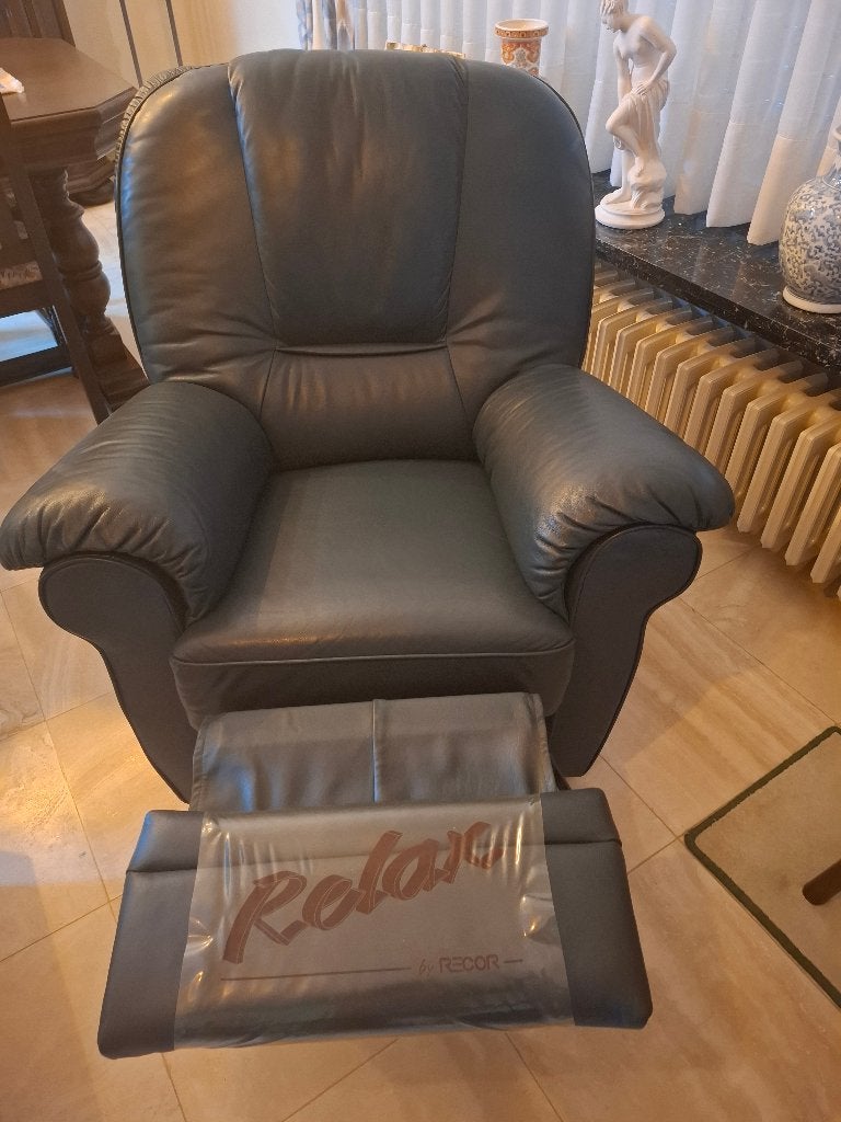 Relaxzetel donkergroen, Ophalen, Zo goed als nieuw, Leer