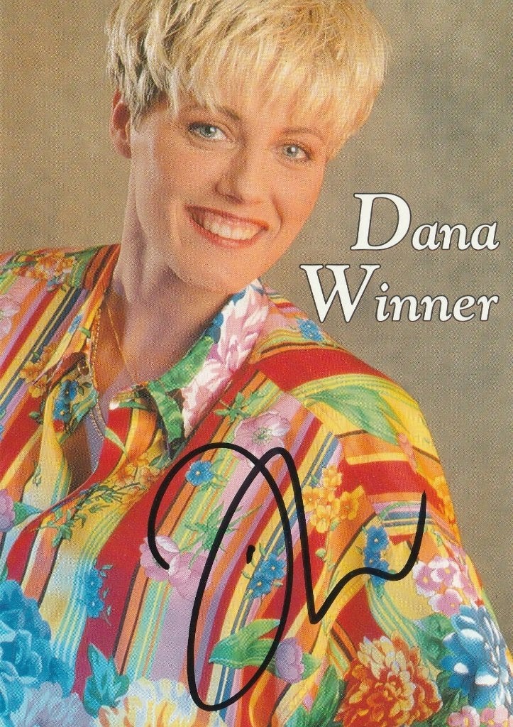 Dana Winner - foto met handtekening - 1995, Enlèvement ou Envoi, Comme neuf, Photo ou Carte, Signé