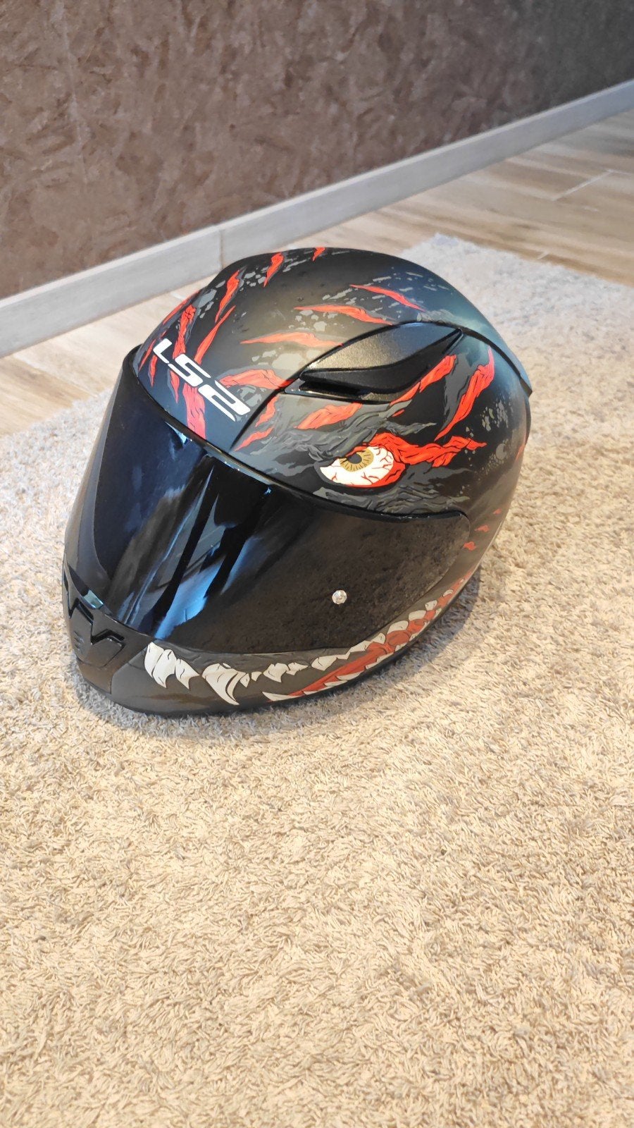 Casque de moto LS2 avec visière noire et Bluetooth comme neu, Enlèvement, M, Casque intégral, Femmes