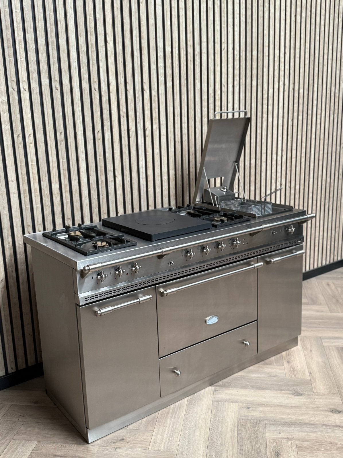 Lacanche Gas Inox 150cm + Hete Lucht + Warmhoudkast, Ophalen of Verzenden, Grill, Elektrisch