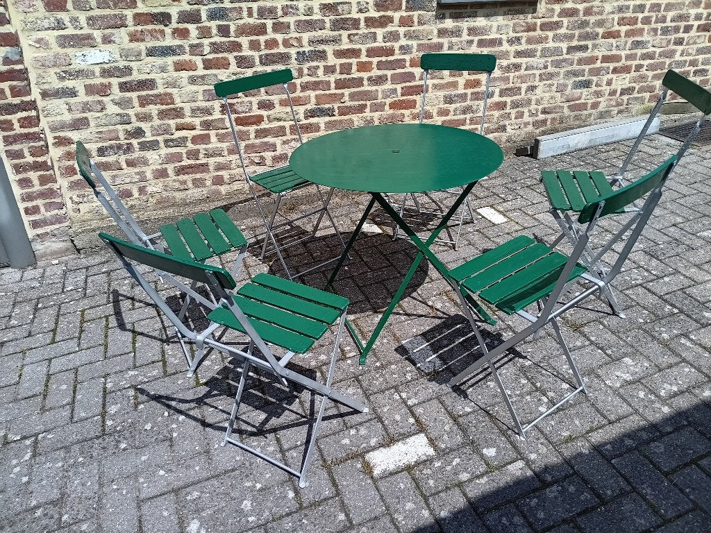 Bistro set, Tuin en Terras, Ophalen, Gebruikt, Rond, Metaal