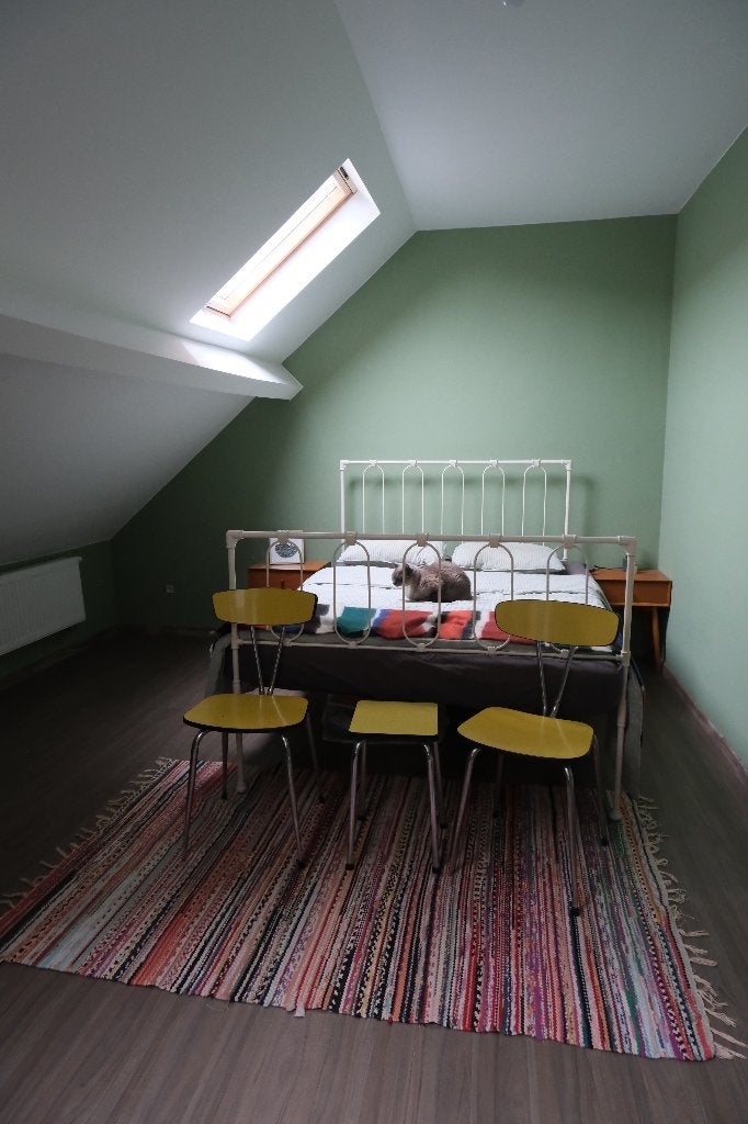 Bed in ijzer - wit - twijfelaar - incl. lattenbodem, Ophalen, Gebruikt, Wit, 140 cm