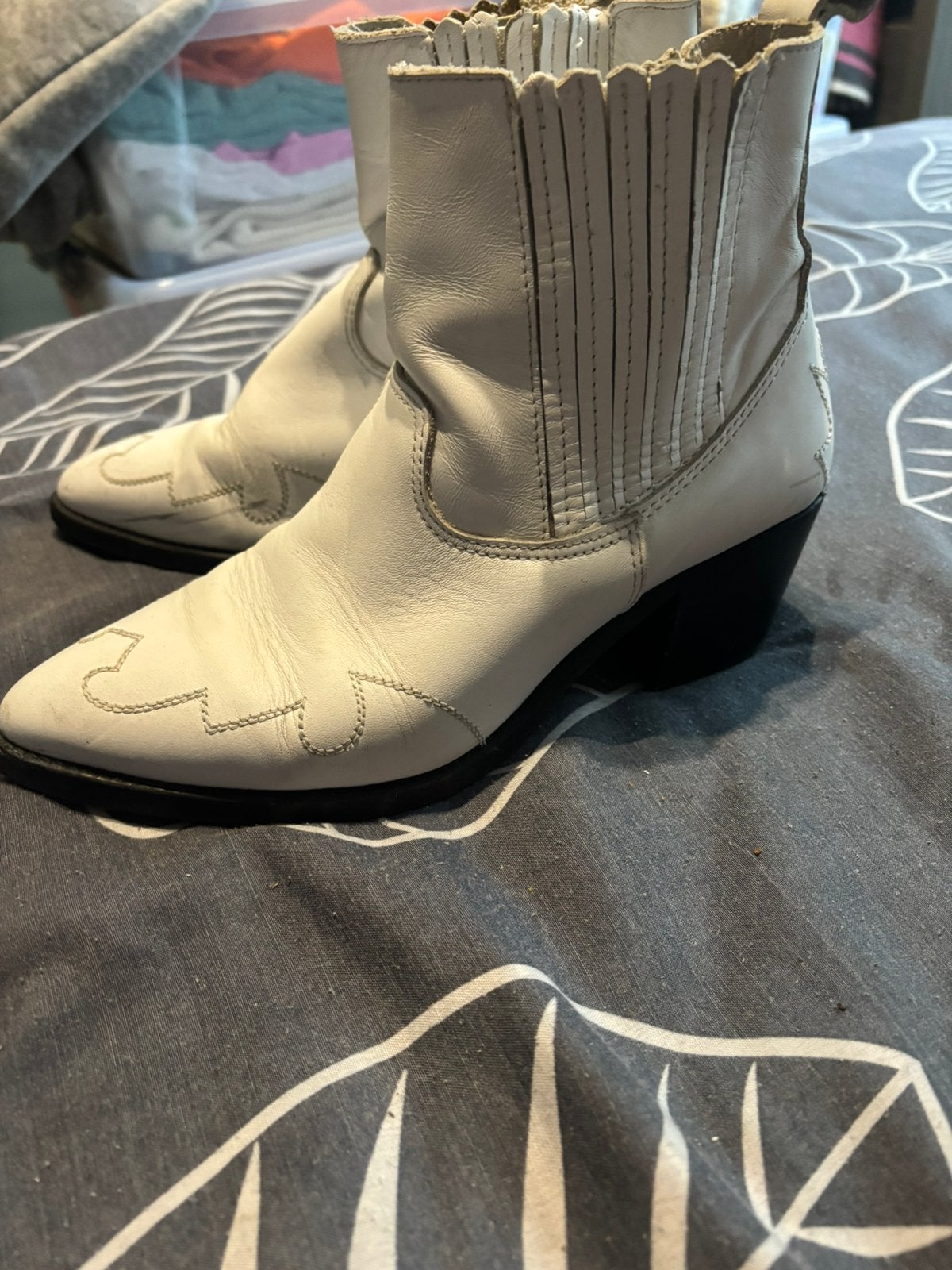 witte leren cowboylaarzen maat 38, Ophalen, Zo goed als nieuw