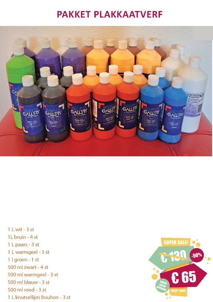 PAKKET PLAKKAATVERF _ GROTE STOCKVERKOOP -50%, Ophalen, Nieuw, Overige materialen, Overige merken