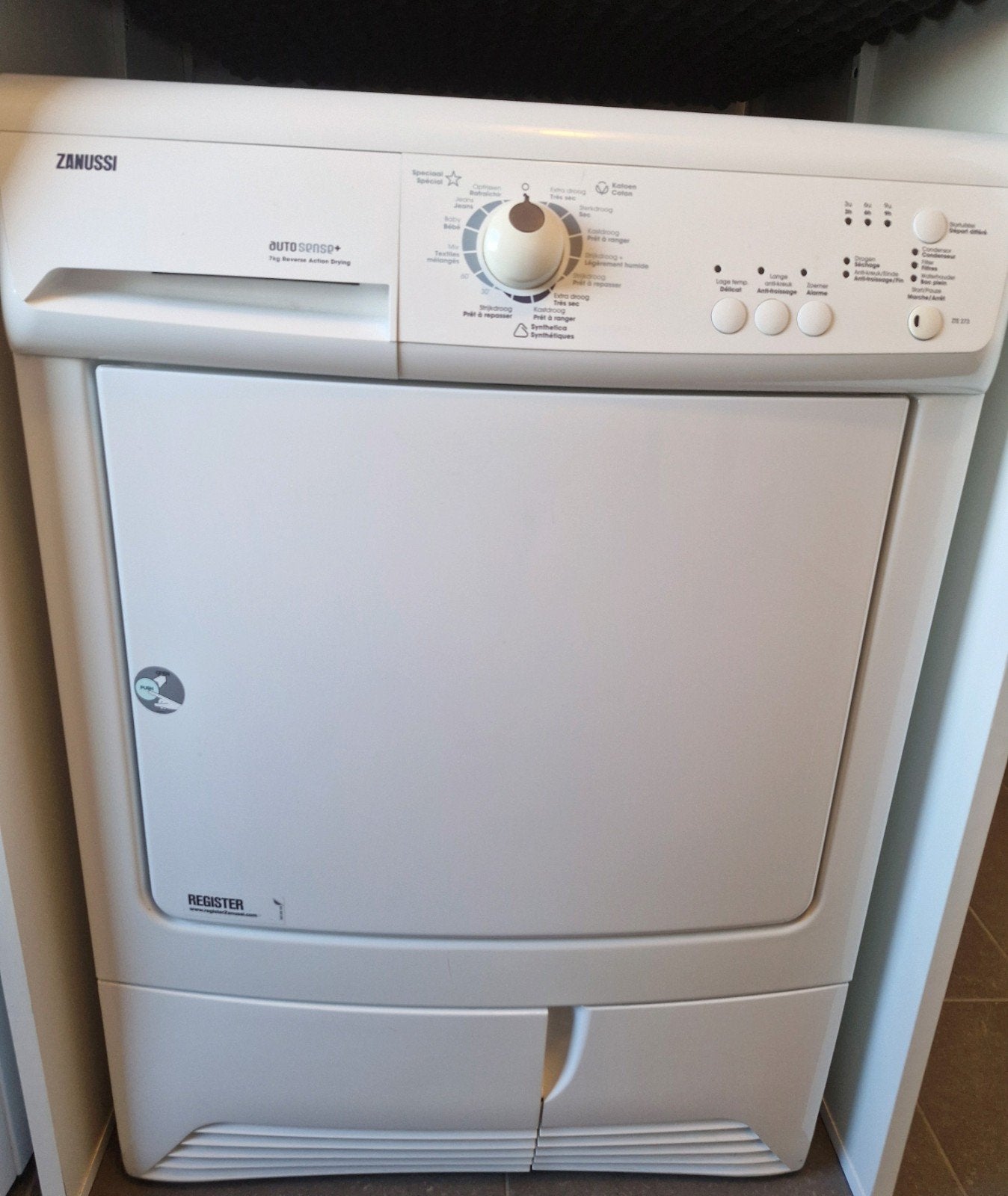 Droogkast Zanussi 7KG autosense+ ZTE273, Elektronische apparatuur, Ophalen, Gebruikt, 8 tot 10 kg, Voorlader