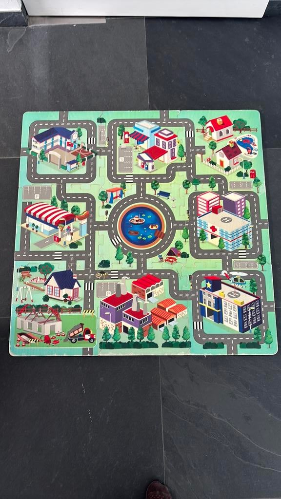 Speelmat - 9 puzzelstukken met stratenplan, Ophalen, Gebruikt