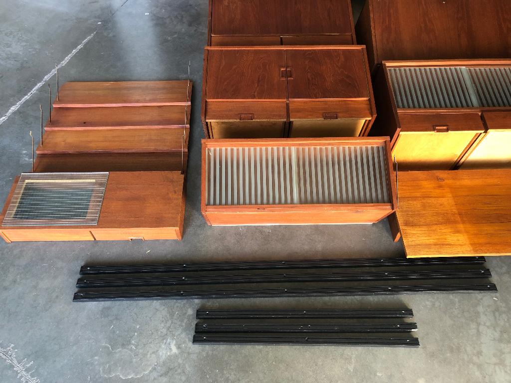 Vintage midcentury modulair wandmeubel ‘60, Ophalen, Gebruikt, Met deur(en)
