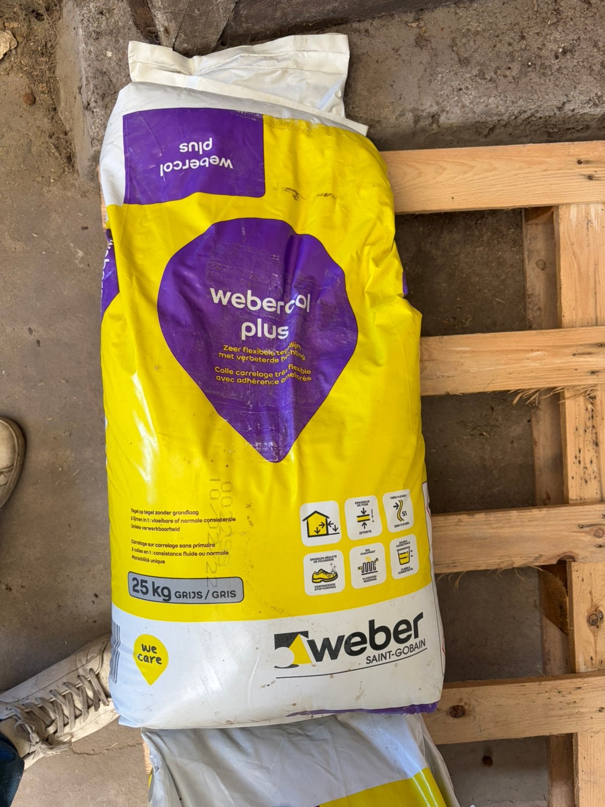 Webercol Plus Tegellijm Grijs – 25 kg (8 zakken beschikbaar), Enlèvement, Neuf