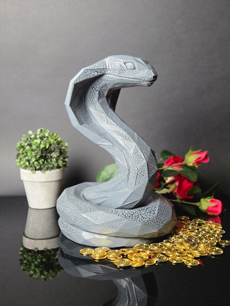 Grote Geometrische Cobra Beeld 5kg/35cm, Ophalen of Verzenden, 20 - 50 cm, Beeld, Grijs