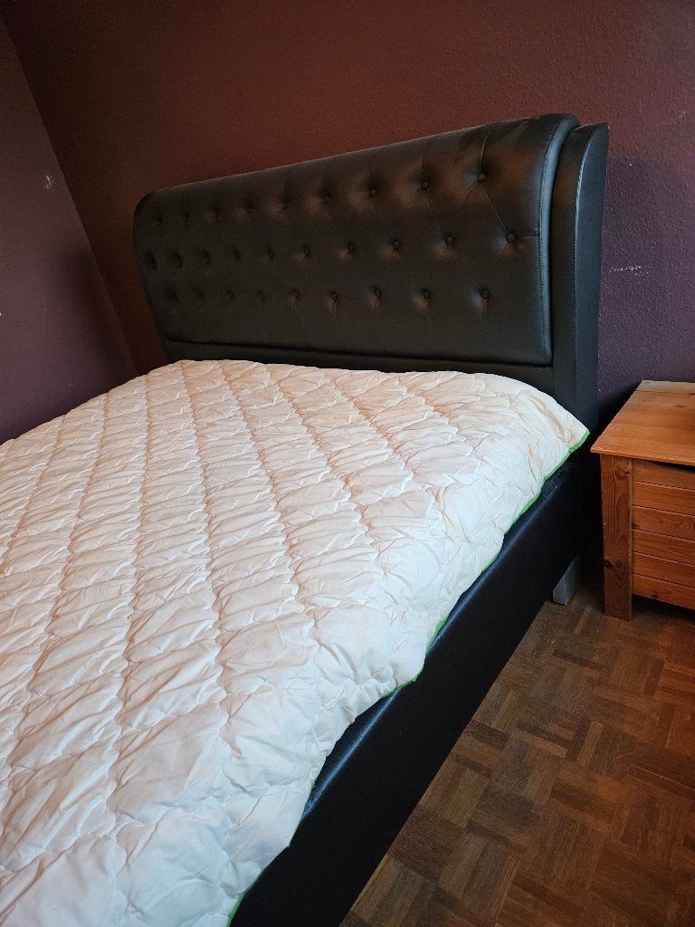 2-persoonsbed, donkerblauw groen, Ophalen, Overige materialen, Klassiek, Tweepersoons