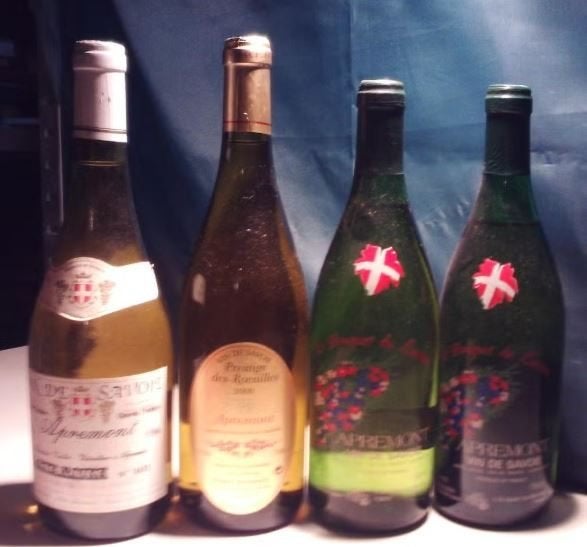 4x Vin de Savoie - Apremont - 1991/2000, Collections, Vins, Enlèvement ou Envoi, Pleine, Comme neuf, France